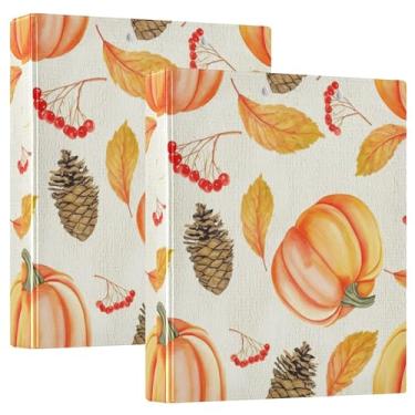 Imagem de Fichários de 3 anéis de abóboras laranja de outono 3 cm comporta 200 folhas, fichário fofo para prancheta, anel redondo, 31,5 x 27 x 6 cm, pacote com 2