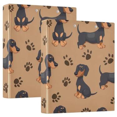 Imagem de Fichários personalizados fofos para cães Dachshund marrom 3,8 cm, 3 anéis, comporta 200 folhas, portfólio, fofo, redondo, fichário, 31,5 x 27 x 6 cm, pacote com 2