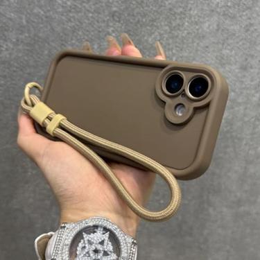 Imagem de Capa protetora com cordão, estrutura reforçada para iPhone 16 Pro Max, 14, 15, 13, 12 e 11, marrom.