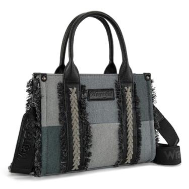 Imagem de Bolsa feminina Wrangler de lona com alça superior com alça de guitarra retrô bolsa de ombro Boho, Preto, One Size