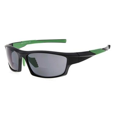 Imagem de Eyekepper Óculos de sol esportivos bifocais TR90 com armação de beisebol, corrida, pesca, condução, golfe, softball, caminhadas, luz do sol, Sg904 Armação preta/braço verde