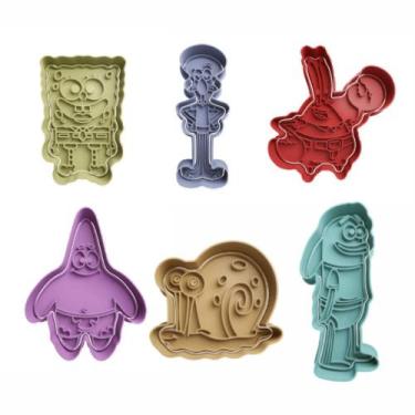 Imagem de Cortador Biscoito Molde Forma BOB ESPONJA Marcador Carimbo Pasta Ameri