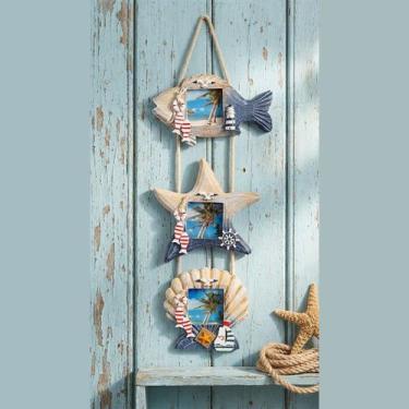 Imagem de Porta Retrato Parede Trio Decoração Casa Praia Oceano 60cm - Genérico,