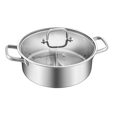 Imagem de Conjuntos de panelas Hot Pot Twin Divided Stainless Steel Cookware Indução Hot Pot pautado Compatível com Sopa Cozinha Doméstica 28/30/32 cm (Tamanho: 28 cm)