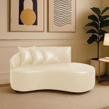 Imagem de Sofá 2 Lugares Orgânico 140 Cm Morgan Sintético Pu Bege D03 - D'rossi