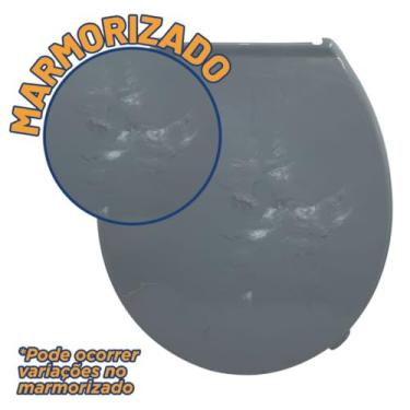 Imagem de Assento Sanitário Econômico Universal Oval | Assento Sanitário Básico Injetado | Tampa de Vaso Sanitário Convencional(CINZA MARMORIZADO)