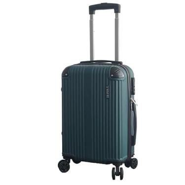 Imagem de Mala de Bordo ABS 10kg 17” a 21” Polegadas Mala de Viagem com Rodinhas 360° Cadeado Código (Verde Escuro-18”(9KG) Mode-JJJ)