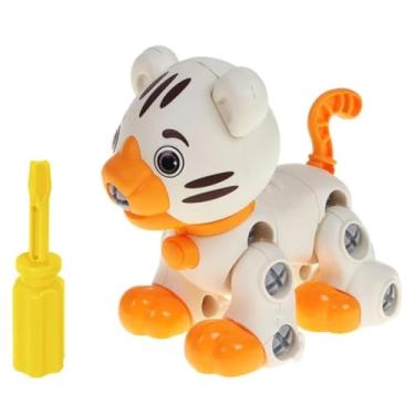 Imagem de Jungle Toys Brinquedos de Animais Selvagens Desmontáveis, Kit de Montagem com 6 Animais, Ferramentas Incluídas, para Crianças (Gato - Branco)