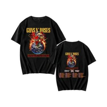 Imagem de Camiseta Unissex Vintage Guns N Roses 2025 Tour Rock Band Manga Curta 