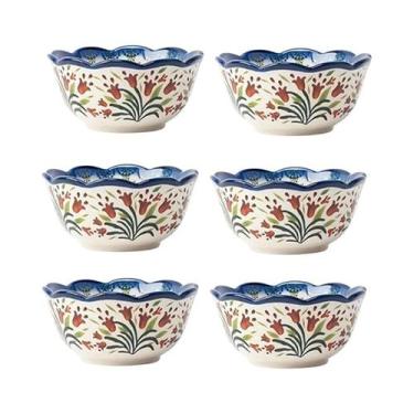 Imagem de Conjunto De Tigelas Cerâmicas Florais Vintage, Seguras Para Micro-onda