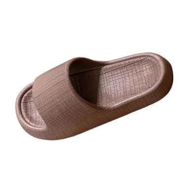 Imagem de Pantufas masculinas lisas de EVA com sola grossa, antiderrapante, uso interno, confortável, uso no banheiro, calçados casuais duráveis, Café, 37