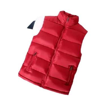 Imagem de Colete Puffer Masculino Slim Fit Sem Mangas Branco Com Gola Alta Casua