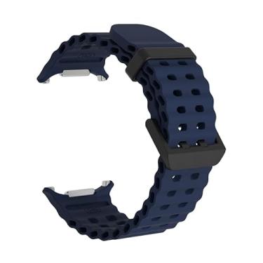 Imagem de TPUOTI Pulseira marinha para Galaxy Watch Ultra 47 mm esportiva pulseira de silicone para Galaxy Ultra Watchband acessórios (preto-azul-meia-noite)
