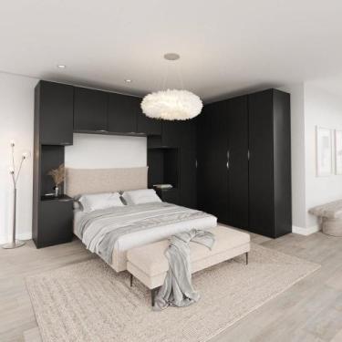 Imagem de Guarda Roupa Modulado de Canto 6 Peças com 2 Mesas de Cabeceira Hera C