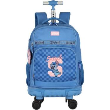 Imagem de Mochila com Rodinha STITCH Azul G 360º - Luxcel