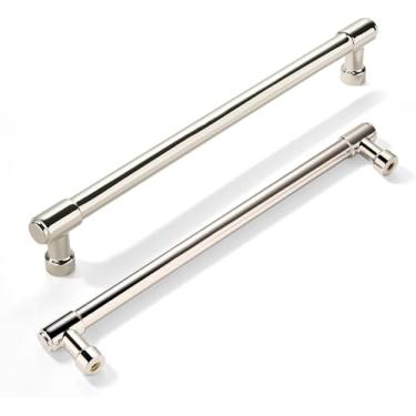 Imagem de khtumeware Pacote com 2 puxadores de armário de cozinha de níquel polido de 192 mm para gaveta de armário, puxador de cômoda