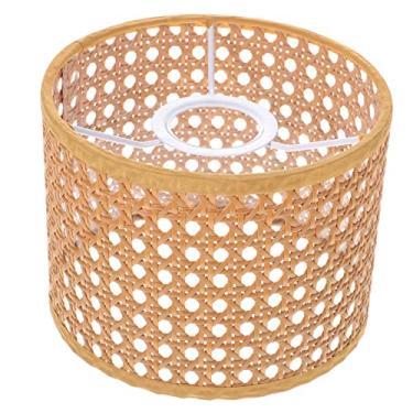 Imagem de Abajur de rattan abajur para abajures de mesa luz pendente de vidro abajur de vidro para varanda capas de lanterna capa de abajur de cabeceira acessório de abajur tecido à mão grade de abajur (Color