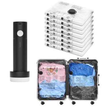 Imagem de Sacos de vácuo SUOCO Travel com bomba elétrica 8 pequenos para bagagem