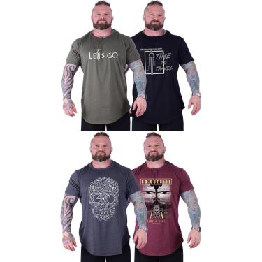 Imagem de Kit 4 Camiseta Longline Plus Size Masculina MXD Conceito Estampado Academia Casual Treino-Masculino