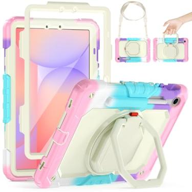 Imagem de HXCASEAC Capa para Galaxy Tab S10 Lite / S10 FE / S9 FE 10,9 polegadas, à prova de choque | Suporte giratório de 360° | Suporte para caneta S | Protetor de tela | Alça de ombro | Capa infantil para