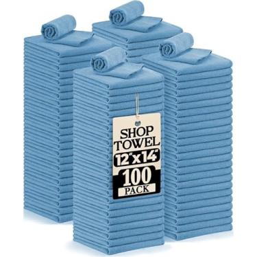 Imagem de Toalhas Utopia Shop - Trapos de limpeza reutilizáveis 100% algodão, pacote com 100, panos absorventes para mecânicos, ideais para oficinas de automóveis, garagens, máquinas, derramamentos e tarefas