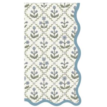 Imagem de 50 guardanapos florais azuis para convidados guardanapos de papel com bordas recortadas toalhas de mão de papel descartáveis para chá de casamento suprimentos de festa de aniversário de bebê, 11 x