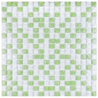 Imagem de Kit 1m² Pastilha de Vidro Galiano 30cm X 30cm Verde/Branco