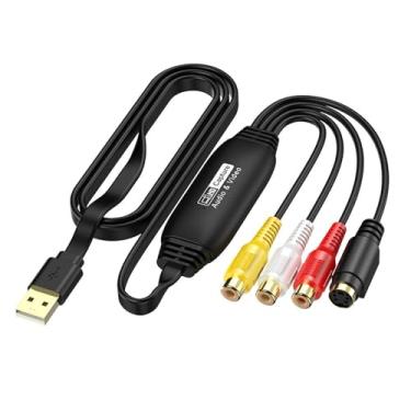 Imagem de ASHATA Conversor VHS para Digital, Placa de Captura de Vídeo USB 2.0, Conversor de Áudio e Vídeo AV para USB Dispositivo de Captura 1080P Converter VHS VCR DVD para Adaptador Digital