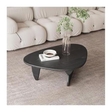 Imagem de Mesa de centro moderna pequena e moderna, mesa de centro rústica para casa de fazenda, mesa lateral de meados do século, mesa central retrô para sala de estar, fácil montagem, simples (preto)