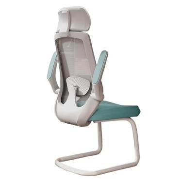 Imagem de Cadeira de escritório ergonômica ajustável sem rodas para jogos com braços ajustáveis, mesa de casa, tarefa com suporte lombar (verde)