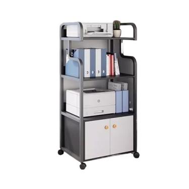 Imagem de Prateleira de impressora de mesa de impressora multicamadas móveis simples caixa de armazenamento rack de armazenamento moderno prateleiras de chão de escritório prateleira de impressora (preto)