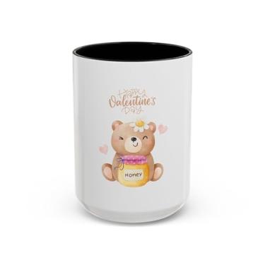 Imagem de Caneca de urso feliz dia dos namorados – copo de café com detalhe de pote de mel fofo