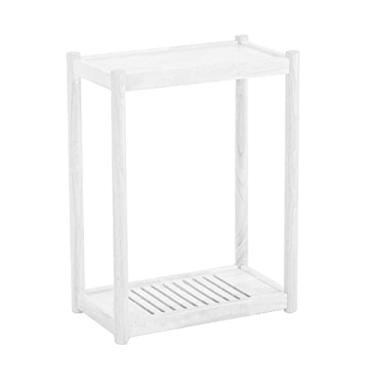 Imagem de Suporte prático de torre de policarbonato de madeira maciça, suporte de CPU móvel de 2 níveis, capa principal de chão com rodas invisíveis para escritório em casa (branco, pequeno)