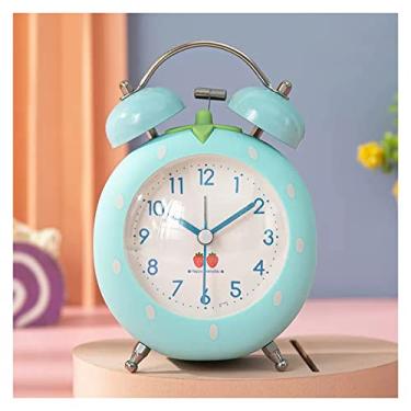 Imagem de Despertador para quarto, despertador, sino duplo, casa, mesa, despertador, mesa, analógico, silencioso, com luz noturna, relógio de mesa (azul)