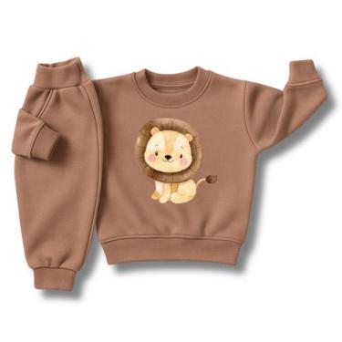 Imagem de Conjunto de Moletom Infantil Flanelado de Frio Unissex Roupa de Invern