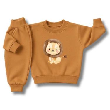 Imagem de Conjunto de Moletom Infantil Flanelado de Frio Unissex Roupa de Invern