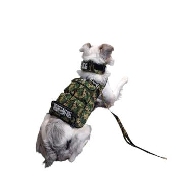 Imagem de Colete para cães pesado+flutuação+puxando pacote econômico: colete, coleira de peso correspondente, coleira e acessório para puxar - melhora a saúde dos cães (camuflagem, médio - areia de 5,4 kg, 10,9