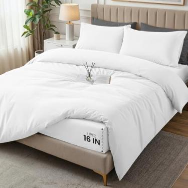 Imagem de Utopia Bedding Jogo de cama de 4 peças - 1 lençol com elástico (152 x 203), 1 capa de edredom tamanho Queen, 2 fronhas padrão - Cama luxuosa para todas as estações em uma bolsa com zíper capa de