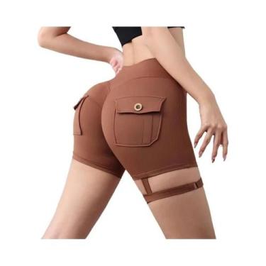 Imagem de Shorts Fitness Femininos Com Efeito Levanta Bumbum, Estilo Cargo, Seca