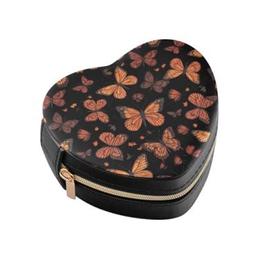 Imagem de Burbuja Mini caixa de joias em forma de coração de borboletas para mulheres e meninas, estojo portátil organizador de armazenamento para brincos, anéis, colares e pulseiras