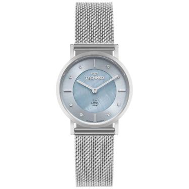 Imagem de Relógio Technos Feminino Ref: 2025ltw/1v Slim Safira Mesh Prateado