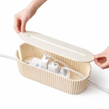 Imagem de Caixa Organizadora de Cabos Minimalista para Escritório e Casa Tampa com Abertura para Fios Acabamento Moderno e Durável