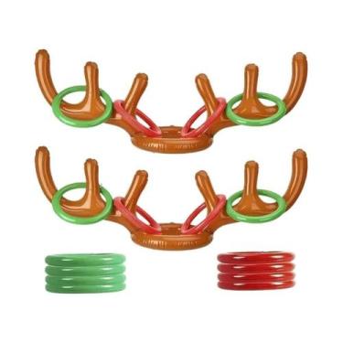 Imagem de Conjunto De Jogo De Argolas Com Chifres De Rena Marrom Para Festas De 