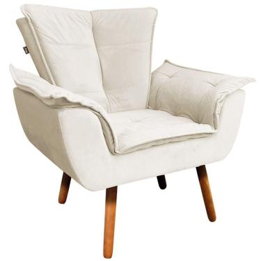 Imagem de Poltrona Decorativa Pés Palito Charger Veludo Bege G19 - Gran Belo