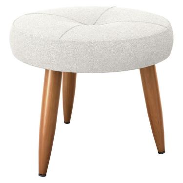 Imagem de Puff Redondo Para Sala Davi Boucle Bege