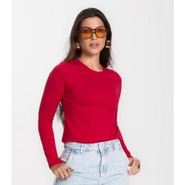 Imagem de Blusa Manga Longa Básica Select Vermelho, M, Vermelho