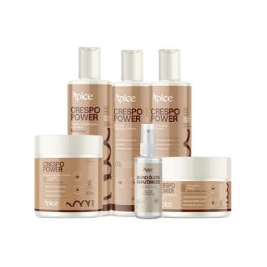 Imagem de Kit Shampoo, Condicionador, Gelatina, Creme de Pentear, Máscara e Blen