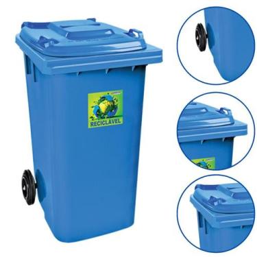 Imagem de Lata De Lixo Container Com Tampa E Rodas 240 Litros Cor ul - Arqplast