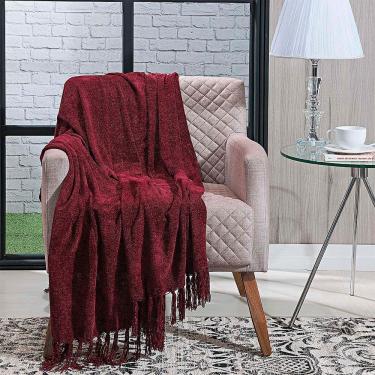 Imagem de Manta P/ Sofá - Boras Chenille - 2 Lugares - 1,70m x 1,25m - Vermelho - Niazitex