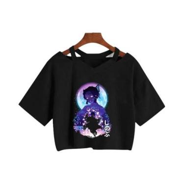 Imagem de Camiseta Feminina Demon Slayer Nezuko Kimetsu No Yaiba Crop Top Tanjir